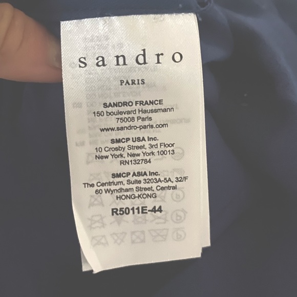 Sandro Sheer back blue wrap dress - Picture 6 of 10